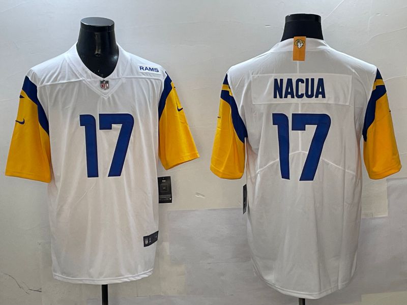 Men Los Angeles Rams #17 Nacua White Second generation 2025 Nike Limited NFL Jersey style 3